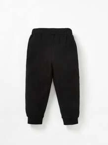 Baby Boy 2pcs Letter Patched Detail Joggers - Dusty Blue - View 7