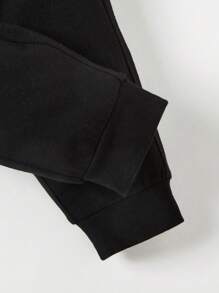 Baby Boy 2pcs Letter Patched Detail Joggers - Dusty Blue - View 9