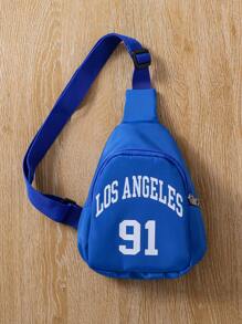 SHEIN 女大童字母圖案條紋飾邊套頭衫&翻蓋口袋工裝褲附包 - 藍白色 - 查看 5