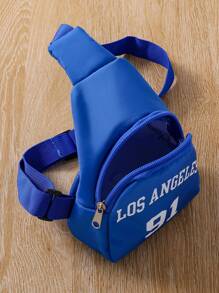 SHEIN 女大童字母圖案條紋飾邊套頭衫&翻蓋口袋工裝褲附包 - 藍白色 - 查看 8