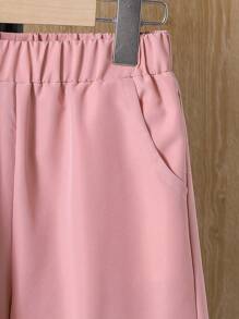 SHEIN Tween Girl Letter Graphic Hoodie & Flap Pocket Pants & Bag - Multicolor - View 7