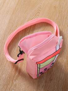 SHEIN Tween Girl Letter Graphic Hoodie & Flap Pocket Pants & Bag - Multicolor - View 8