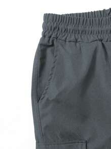 Manfinity Homme Loose Fit Men's Drawstring Cargo Shorts - Dark Grey - View 3