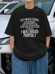 Manfinity LEGND Đàn ông cộng Đồ họa Khẩu hiệu Áo thun - màu đen - Xem 1