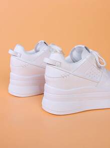 DareSee Kleine Schuhe zur Größenerhöhung für Frauen im Frühling und Herbst, Damen Keilabsatz Plateau Lässig Sportschuhe, weiß, modisch und vielseitig, rutschfest, wasserdicht, bequeme Freizeitschuhe für Musik-Festivals, Y2K-Festivals, Schulanfang, Herbst, Weihnachten, Weihnachtsgeschenke