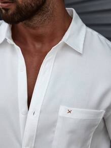 Manfinity CasualCool Men Pocket Front Button Up Shirt - White - View 5