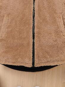 SHEIN Tween Boy Dual Pocket Zipper Hooded Thermal Lined Reversible Padded Coat - Black - View 14