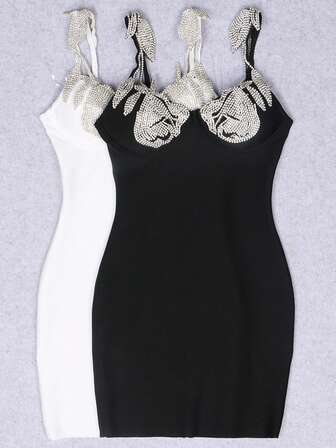 水鑽細節緊身上衣緊身連衣裙