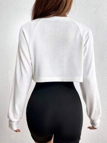 Flirla 素色吊帶連體短褲&插肩袖夾克 - 黑與白 - 查看 2