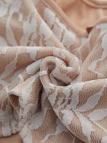 哥特式花卉刺繡前繫帶吊帶上衣 - 卡其色 - 查看 6