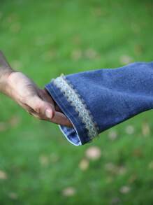 Toddler Girls Contrast Tape Flare Leg Jeans - Medium Wash - View 3