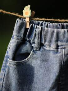 Toddler Girls Contrast Tape Flare Leg Jeans - Medium Wash - View 7