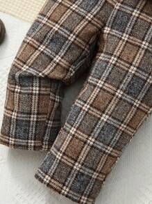 SHEIN Baby Boy Bow Front Shirt & Plaid Brazer & Trousers - Multicolor - View 6