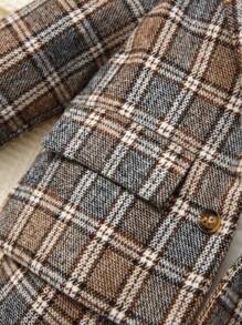 SHEIN Baby Boy Bow Front Shirt & Plaid Brazer & Trousers - Multicolor - View 7