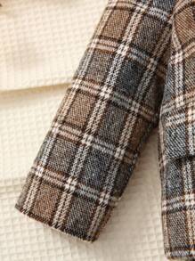 SHEIN Baby Boy Bow Front Shirt & Plaid Brazer & Trousers - Multicolor - View 9