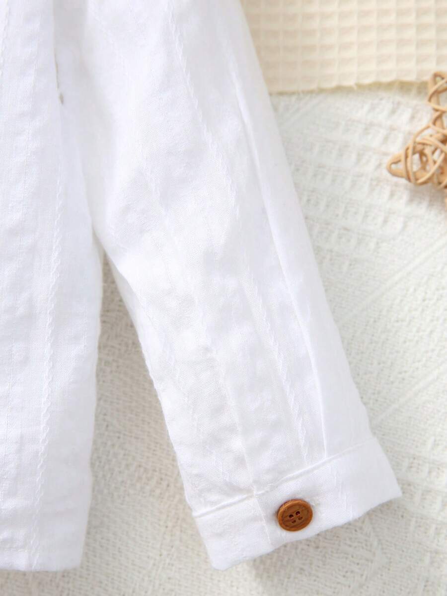 SHEIN Baby Boy Button Front Pocket Patched Shirt SHEIN USA