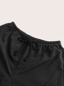 SHEIN EZwear Klep zijzak Taille met trekkoord Bovensteken Cargo Shorts