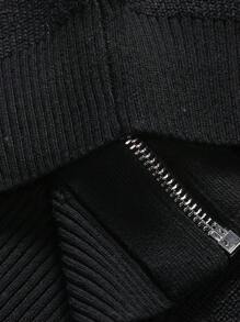 Manfinity Hombres Cárdigan con cremallera de manga raglán - Negro - Ver 4