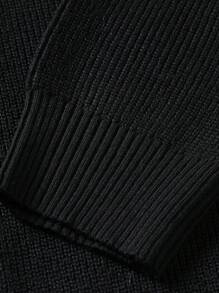 Manfinity Hombres Cárdigan con cremallera de manga raglán - Negro - Ver 5