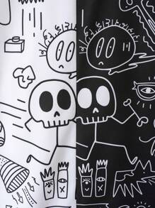 Manfinity Dauomo Men Cartoon Graphic Two Tone Shirt Without Tee - Black and White - View 5