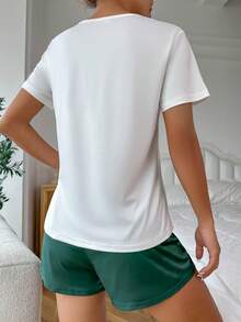 Set homewear con estampado de letra - Verde - Ver 2