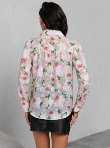 Aveloria Floral Print Button Front Shirt - Multicolor - View 2