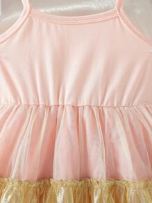 SHEIN Young Girl Two Tone Ruffle Hem Cami Dress - Multicolor - View 3