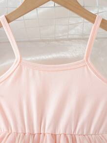 SHEIN Young Girl Two Tone Ruffle Hem Cami Dress - Multicolor - View 4