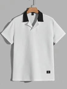 GENTILAND Men Contrast Collar Polo Shirt - White - View 1
