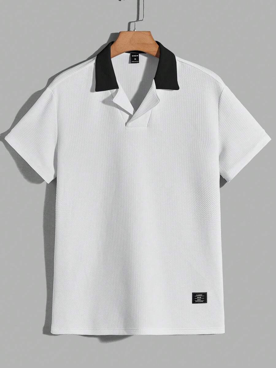 GENTILAND Men Contrast Collar Polo Shirt - White - View 1