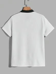 GENTILAND Men Contrast Collar Polo Shirt - White - View 2