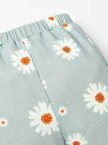 Cozy Pixies Baby Girl Floral Print Sweatshirt & Sweatpants & Headband - Mint Green - View 8