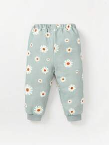 Cozy Pixies Baby Girl Floral Print Sweatshirt & Sweatpants & Headband - Mint Green - View 10