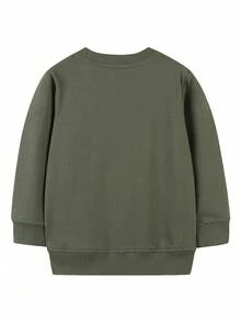 Young Boy Dinosaur Print Sweatshirt - Army Green - View 2