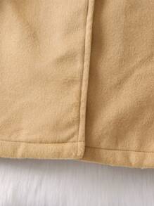 SHEIN 女小童花卉圖案補丁貼彼得潘領前紐扣花呢外套 - 卡其色 - 查看 6