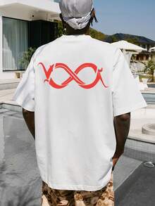 Men Letter Graphic Drop Shoulder Tee - White - View 1