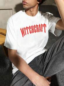 Men Letter Graphic Drop Shoulder Tee - White - View 3