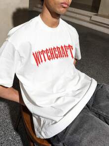 Men Letter Graphic Drop Shoulder Tee - White - View 5