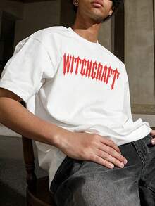 Men Letter Graphic Drop Shoulder Tee - White - View 6