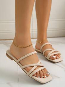 planare 女士休闲度假风平底凉鞋，春夏穿搭 - 米色 - 查看 5