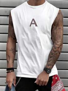 Manfinity Hypemode Hombres Top tank con estampado de letra - Blanco - Ver 1