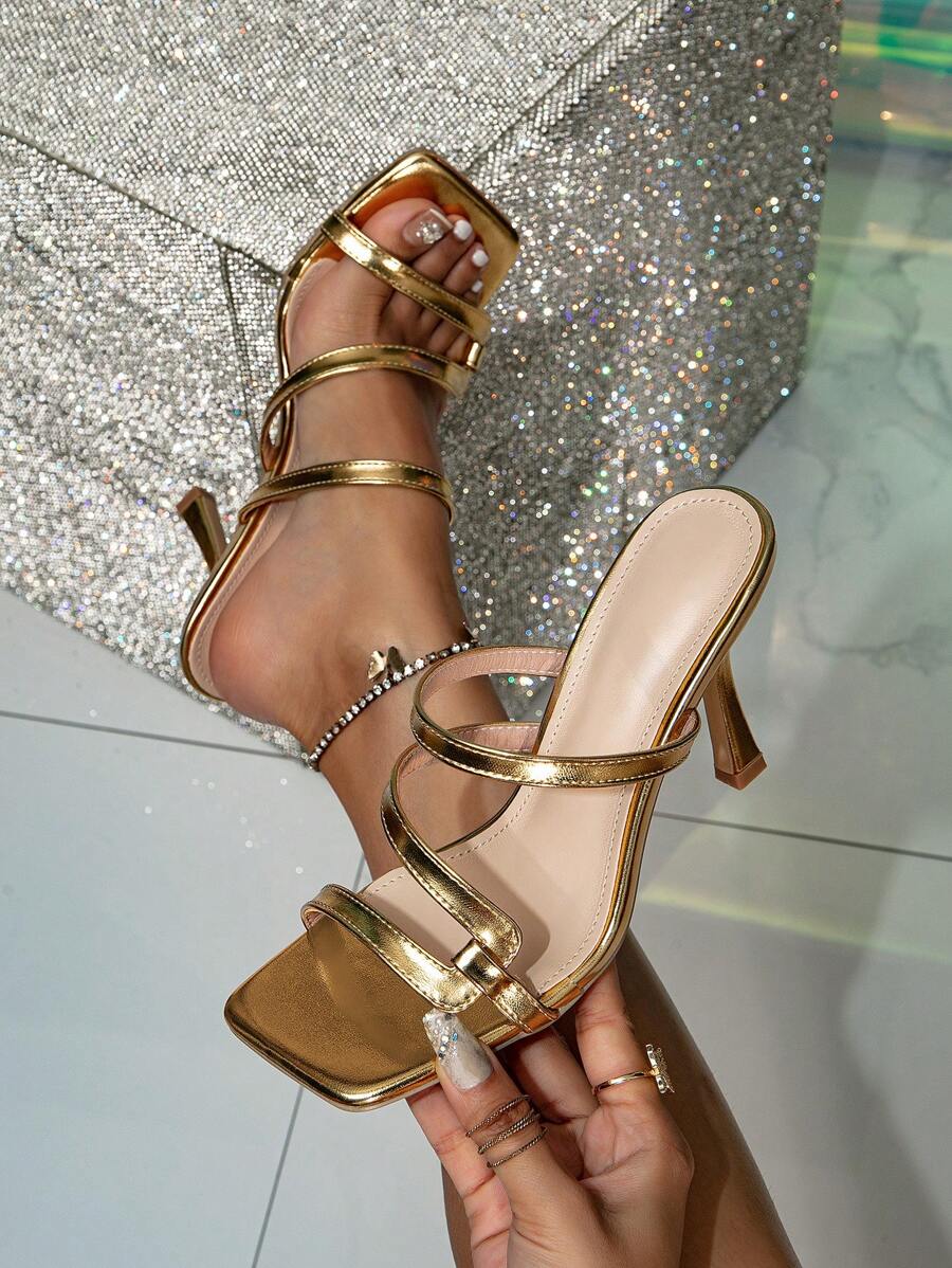 Giày cao gót mũi vuông buộc dây cho nữ, Giày dự tiệc cao gót màu vàng, Giày cao gót mũi vuông thanh lịch, Giày trang trọng màu vàng, Giày khiêu vũ màu vàng gợi cảm, Dép xăng đan mùa hè