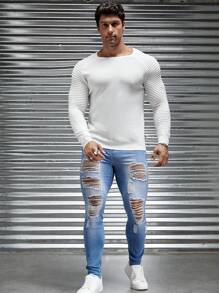 GENTILAND Men Solid Raglan Sleeve Sweater