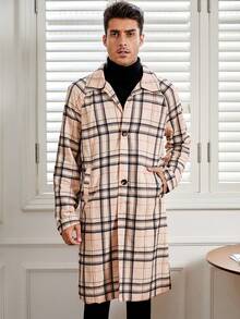 Manfinity NXTstreet Abrigo de hombre de manga raglán con estampado de cuadros suelto - Multicolor - Ver 4