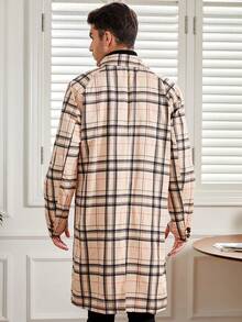 Manfinity NXTstreet Abrigo de hombre de manga raglán con estampado de cuadros suelto - Multicolor - Ver 2