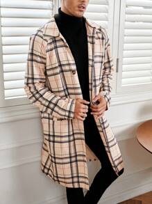 Manfinity NXTstreet Abrigo de hombre de manga raglán con estampado de cuadros suelto - Multicolor - Ver 1