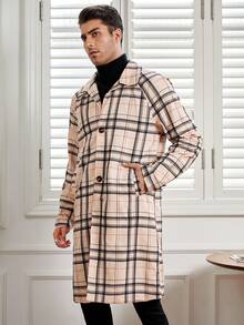 Manfinity NXTstreet Abrigo de hombre de manga raglán con estampado de cuadros suelto - Multicolor - Ver 6