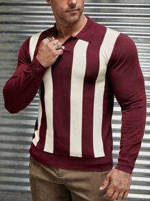 Manfinity VCAY Men Striped Pattern Polo Neck Jumper - Multicolor - View 1