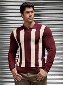 Manfinity VCAY Men Striped Pattern Polo Neck Jumper - Multicolor - View 6