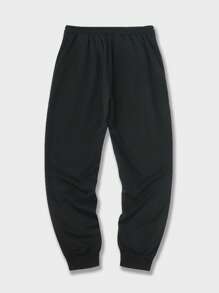 ROMWE MEN Goth Men Letter Graphic Drawstring Waist Sweatpants, School - Black - View 2